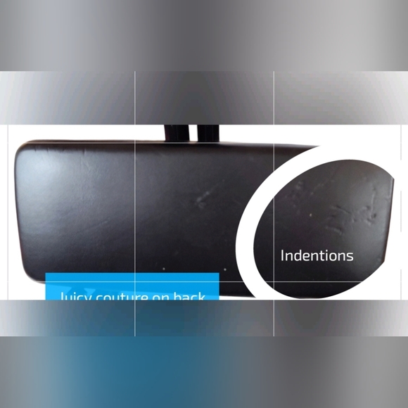 Juicy Couture Hard Shell Clam Case Black Gothic Letters Lens Cloth Pink Lining - Picture 4 of 5